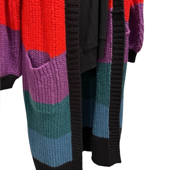 TORRID Women’s Chunky Duster Balloon Sleeve Sweater Multi Stripe Size 1 - Picture 3 of 13